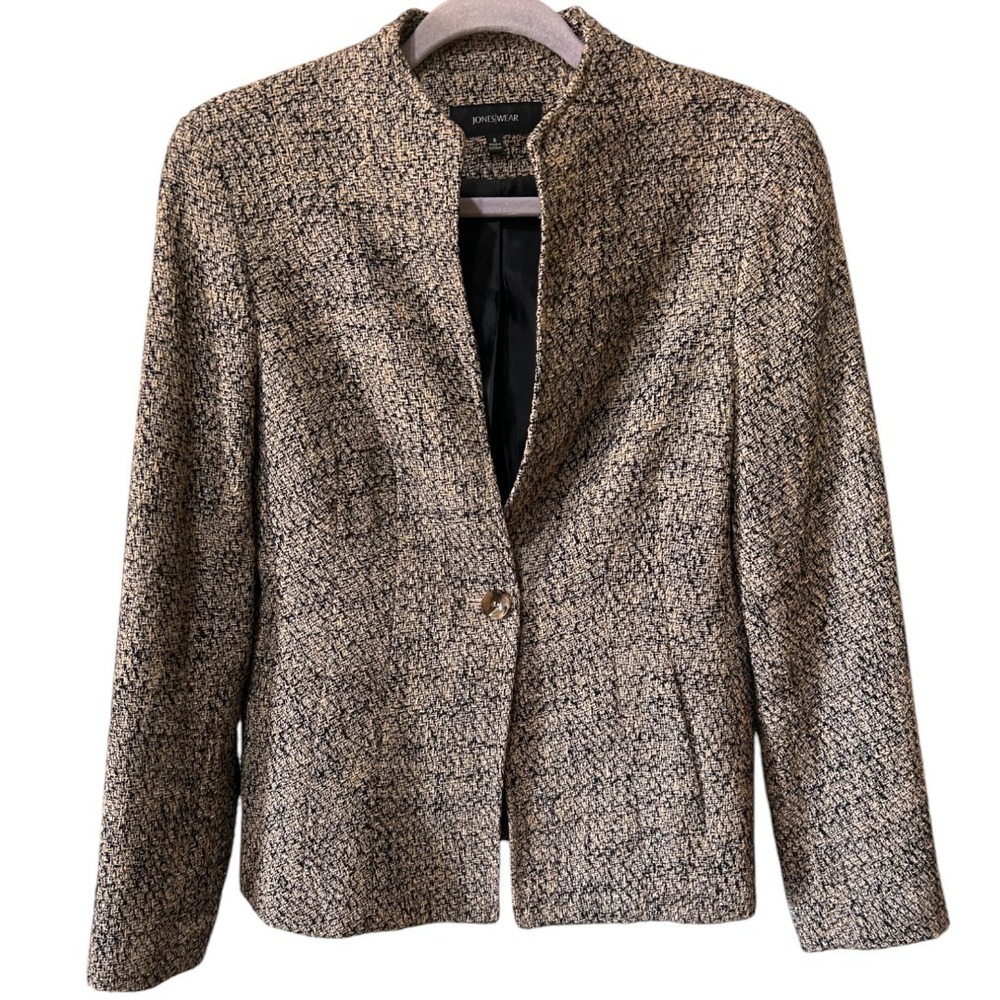 JonesWear Tweed Blazer Jacket‎ Career Office Wear Neutral Size 6